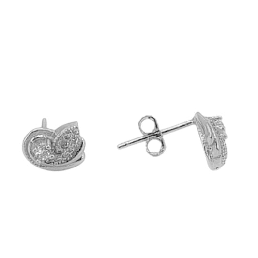 SILVER EARRINGS WITH RHODIUM FINISH, PRESSURE CLOSURE AND ZIRCONIAS