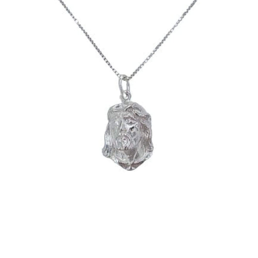 SILHOUETTE MEDAL OF CHRIST'S HEAD, SILVER FINISH