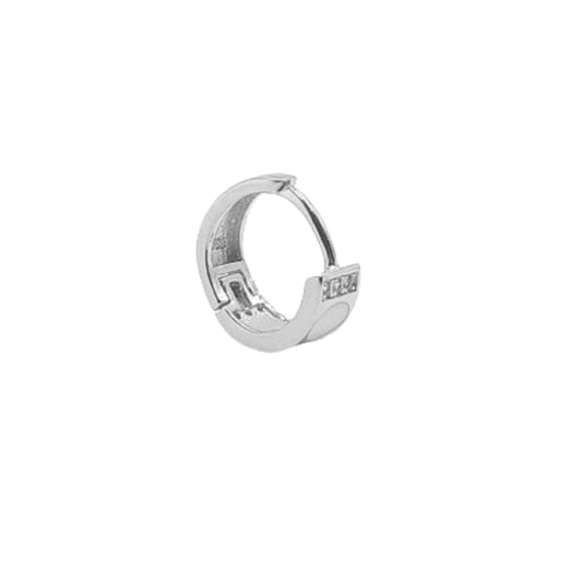 SILVER EARRINGS WITH RHODIUM FINISH, WHITE ENAMEL AND ZIRCONIAS