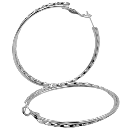 SILVER EARRINGS WITH RHODIUM FINISH AND ENGRAVING