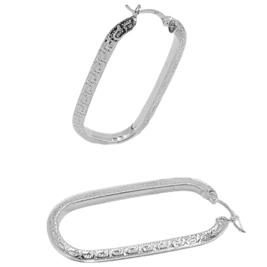 SILVER EARRINGS WITH A SHINY, ENGRAVED SILVER FINISH