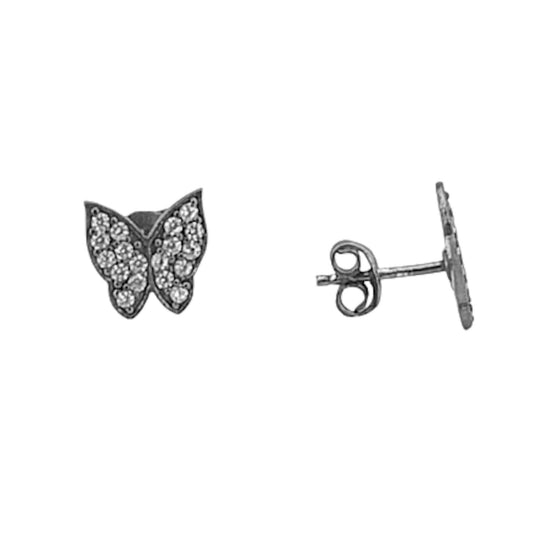 SILVER EARRINGS WITH RUTHENIUM FINISH AND PRESSURE CLOSURE