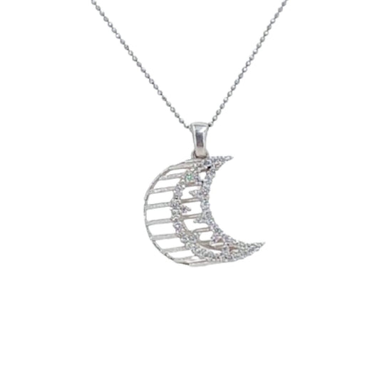 3D SILVER PENDANT WITH RHODIUM FINISH AND ZIRCONIAS