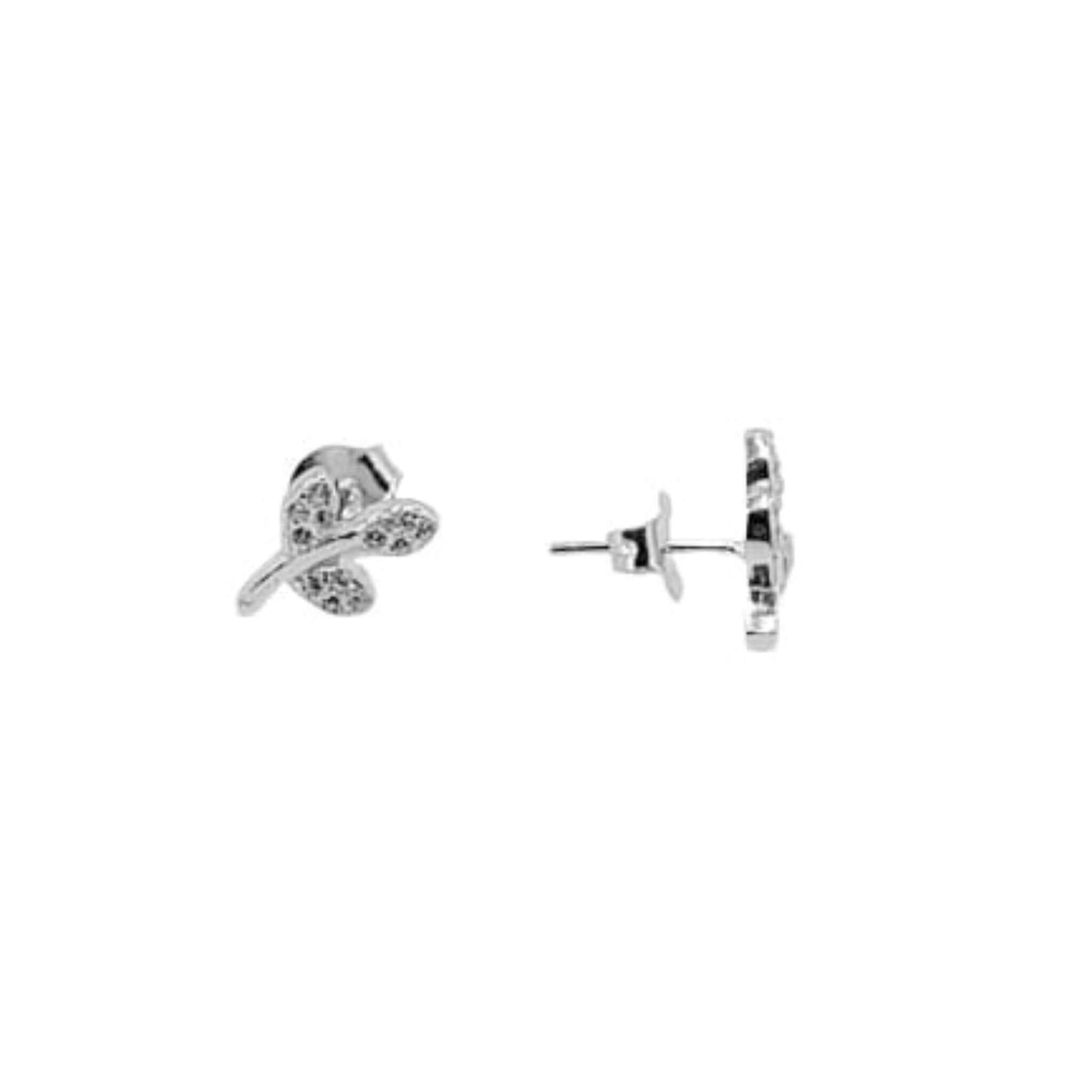 CONJUNTO FLOR PLATA ACABADO EN RODIO COLLAR Y PENDIENTES