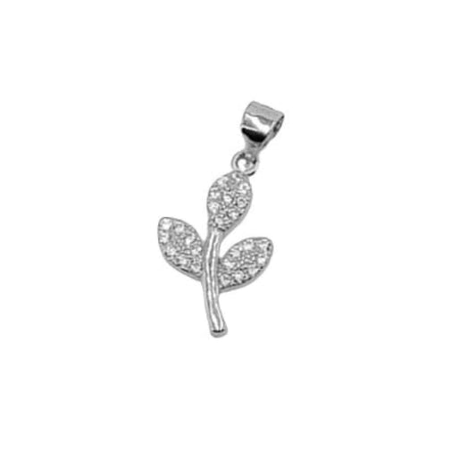 CONJUNTO FLOR PLATA ACABADO EN RODIO COLLAR Y PENDIENTES