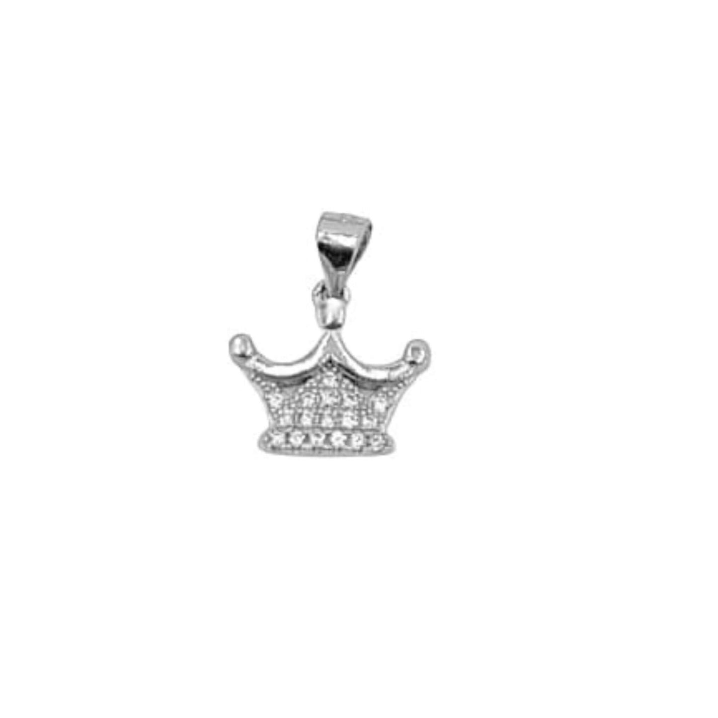 CONJUNTO CORONA PLATA ACABADO EN RODIO COLLAR Y PENDIENTES
