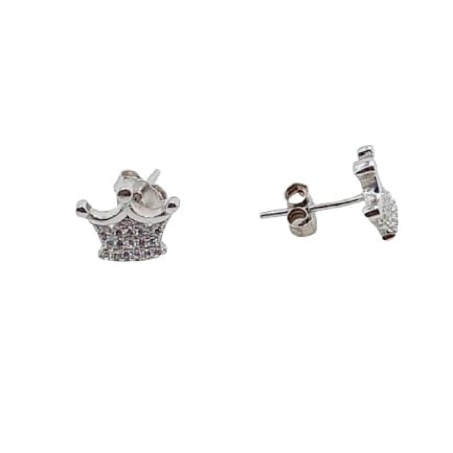 CONJUNTO CORONA PLATA ACABADO EN RODIO COLLAR Y PENDIENTES
