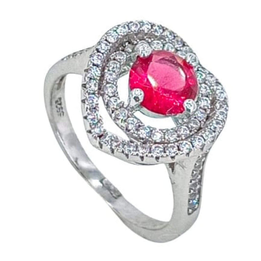 SILVER RING WITH RHODIUM FINISH AND ZIRCONIAS