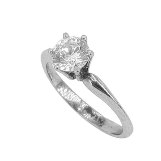 SOLITAIRE SILVER RHODIUM FINISH AND ZIRCONIA