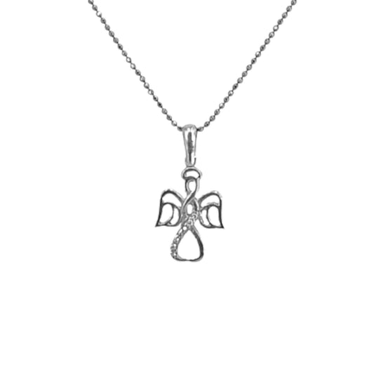 ANGEL PENDANT SILVER RHODIUM FINISH AND ZIRCONIAS