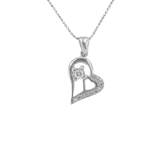 HEART PENDANT SILVER WITH RHODIUM FINISH AND ZIRCONIAS