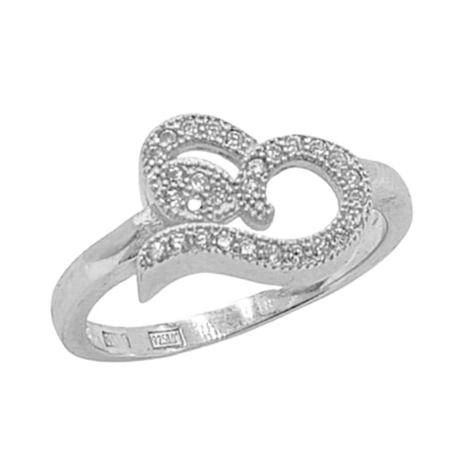 HEART RING SILVER WITH RHODIUM FINISH AND ZIRCONIAS