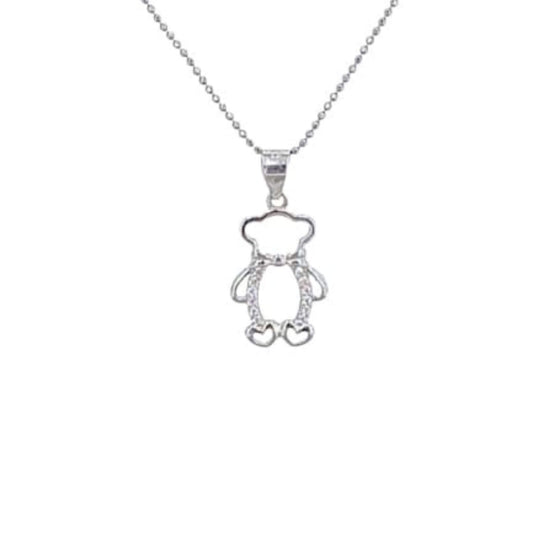 SILVER BEAR PENDANT FINISHED IN RHODIUM AND ZIRCONIAS
