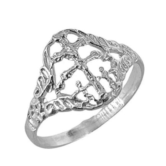 CARAVACA CROSS RING SILVER PLATED RELIEF