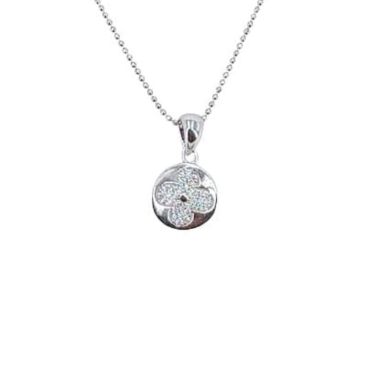 SILVER CROSS PENDANT WITH RHODIUM FINISH AND ZIRCONIAS