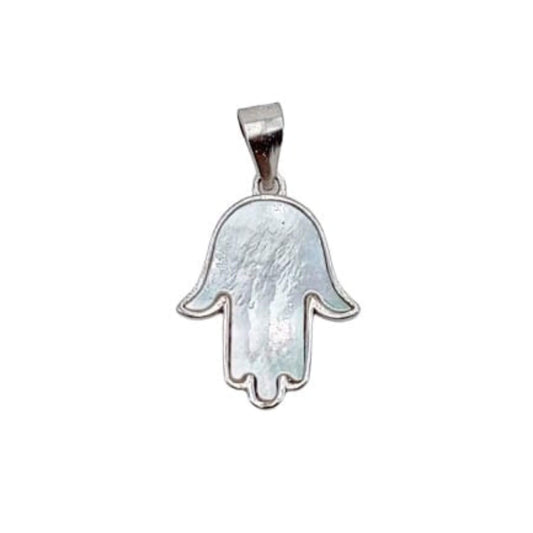 HAND PENDANT SILVER AND MOTHER OF PEARL RHODIUM FINISH OPENWORK