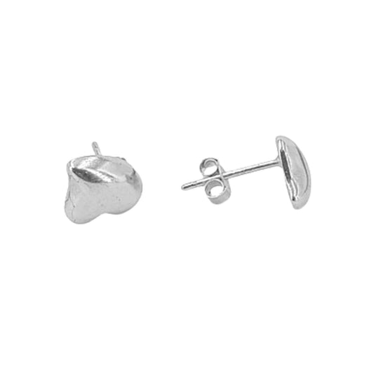 HEART EARRINGS SILVER RHODIUM FINISH PRESSURE CLOSURE