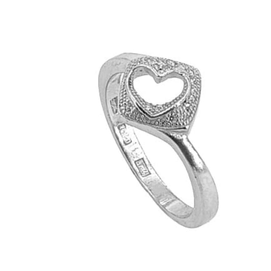 HEART RING SILVER RHODIUM FINISH ZIRCONIAS