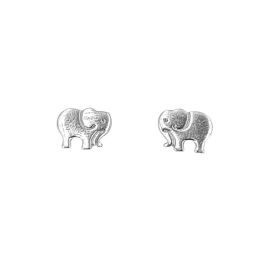 Elephant Necklace and Earrings Set, Silver Rhodium Finish, Smooth Shine