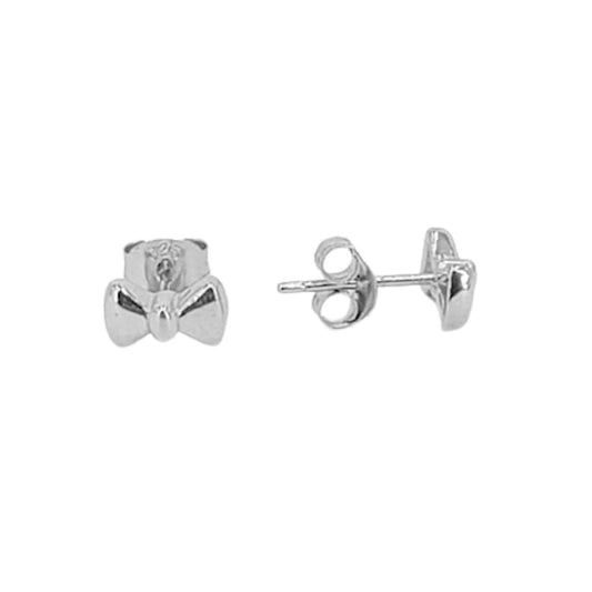 SILVER EARRINGS WITH SMOOTH RHODIUM FINISH AND PUSH BACK CLOSURE