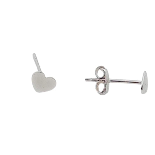 HEART EARRINGS SILVER RHODIUM FINISH SMOOTH SHINE PRESSURE CLOSURE