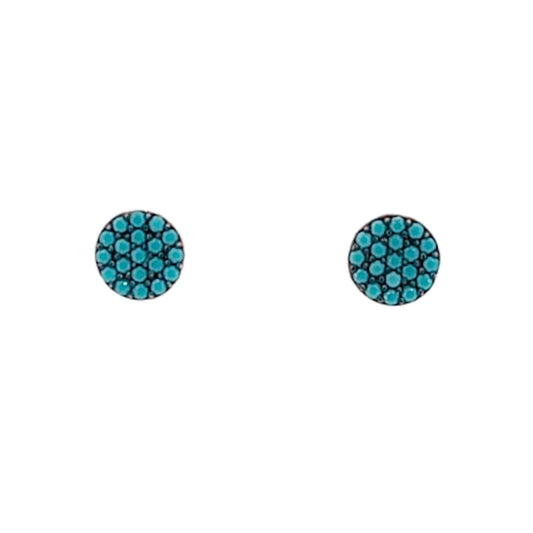 SILVER EARRINGS WITH PINK FINISH AND NATURAL TURQUOISE, PRESSURE CLOSURE