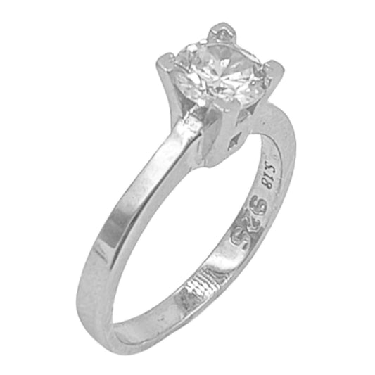 SOLITAIRE SILVER RHODIUM FINISH ZIRCONIA