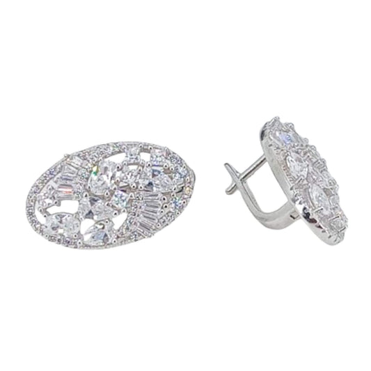 SILVER EARRINGS WITH RHODIUM FINISH, ZIRCONIAS, AND CATALAN CLOSURE