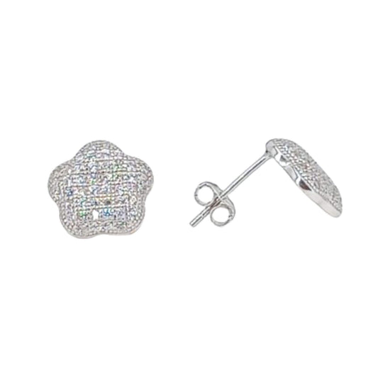 SILVER EARRINGS WITH RHODIUM FINISH AND ZIRCONIAS, PRESSURE CLOSURE