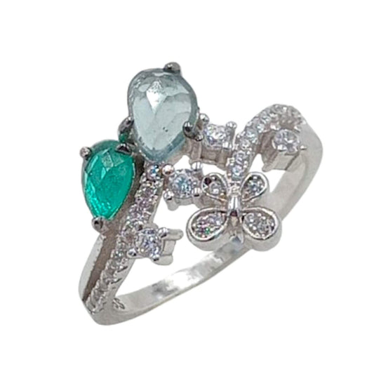 SILVER RING WITH RHODIUM FINISH AND ZIRCONIAS
