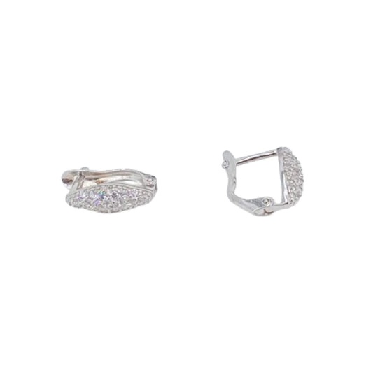 SILVER EARRINGS WITH RHODIUM FINISH, ZIRCONIAS, AND CATALAN CLOSURE