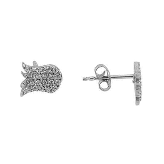 SILVER EARRINGS WITH RHODIUM FINISH AND ZIRCONIAS, PRESSURE CLOSURE