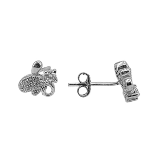 SILVER EARRINGS WITH RHODIUM FINISH AND PRESSURE CLOSURE