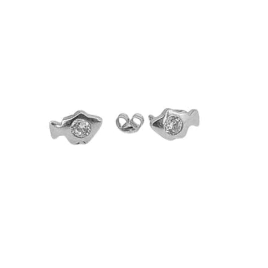 SILVER FISH EARRINGS WITH SMOOTH RHODIUM FINISH