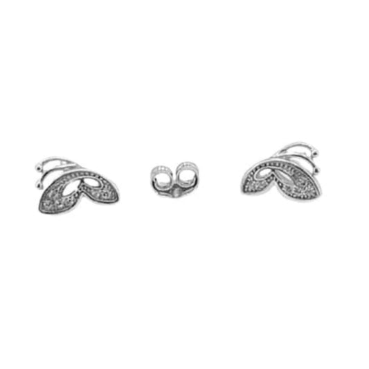 SILVER EARRINGS WITH RHODIUM FINISH AND ZIRCONIAS, PRESSURE CLOSURE