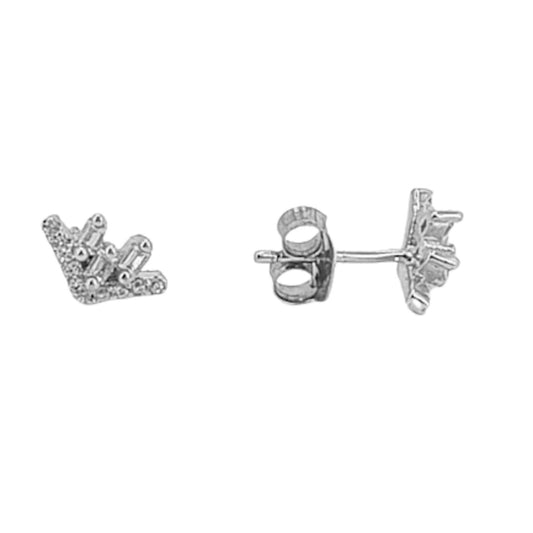 SILVER EARRINGS WITH RHODIUM FINISH AND ZIRCONIAS, PRESSURE CLOSURE
