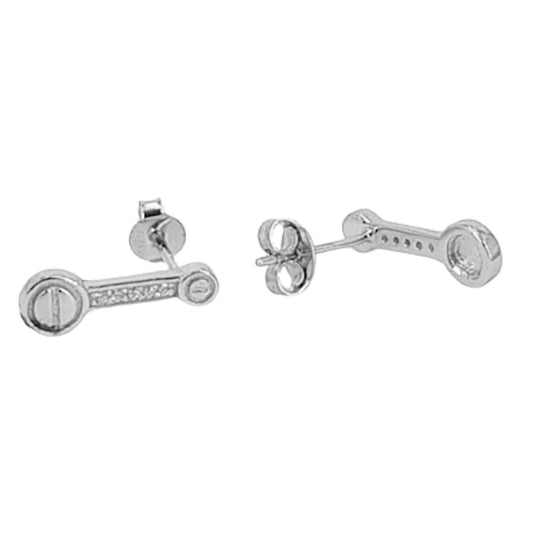 SILVER EARRINGS WITH SMOOTH RHODIUM FINISH AND SHINE CURVES
