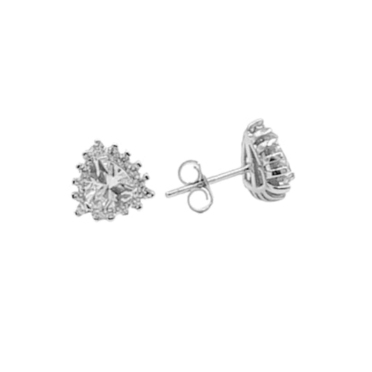 SILVER EARRINGS WITH RHODIUM FINISH AND ZIRCONIAS, PRESSURE CLOSURE