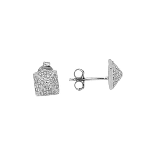 SILVER EARRINGS WITH RHODIUM FINISH, PRESSURE CLOSURE, AND ZIRCONIAS