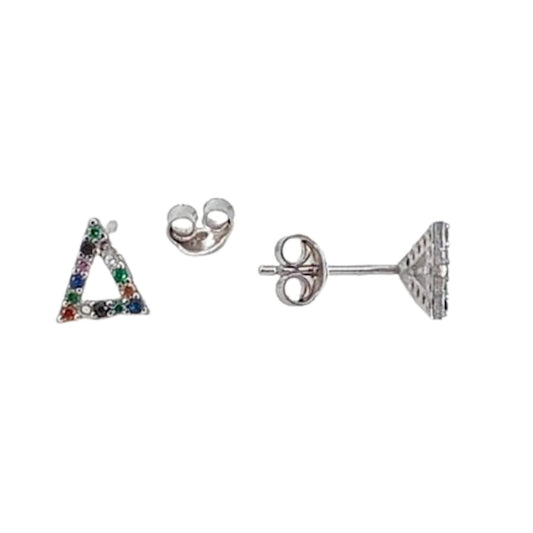 SILVER EARRINGS WITH RHODIUM FINISH AND ZIRCONIAS, PRESSURE CLOSURE