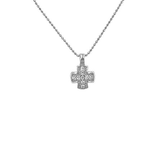 SILVER CROSS WITH RHODIUM FINISH AND ZIRCONIAS