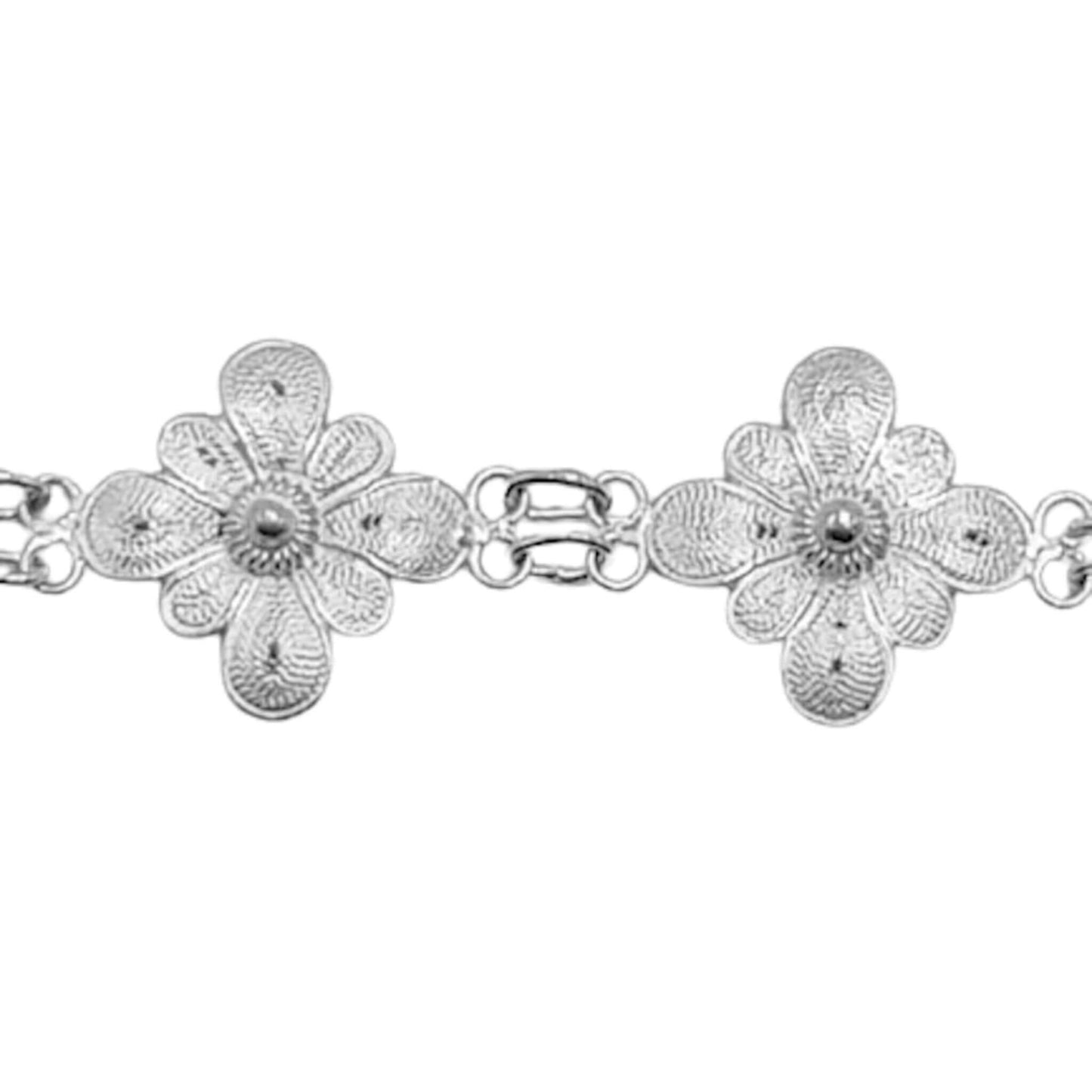 PULSERA PLATA ACABADO PLATEADO FLOR LABRADO BRILLO