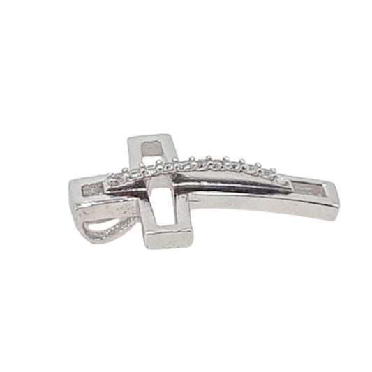 3D CROSS SILVER RHODIUM FINISH ZIRCONIAS SMOOTH SHINE