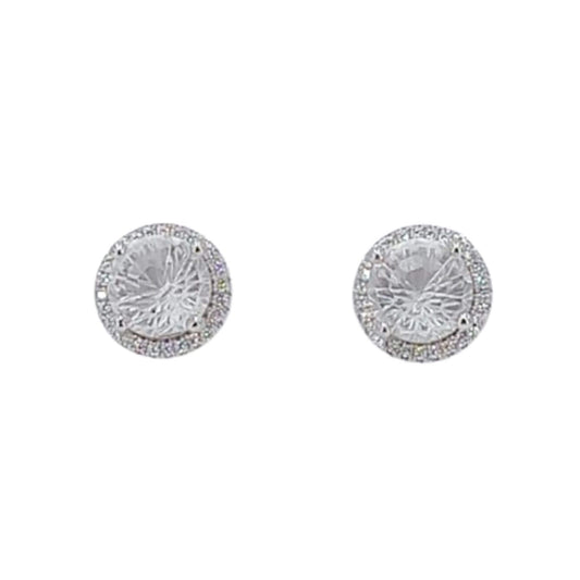 SILVER EARRINGS WITH RHODIUM FINISH AND ZIRCONIAS, PRESSURE CLOSURE