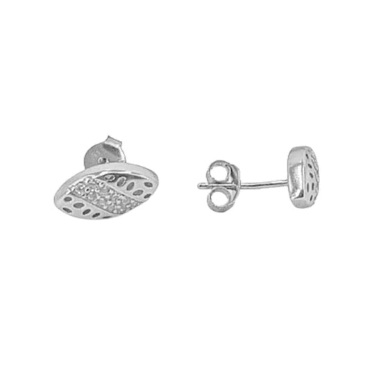 SILVER EARRINGS WITH RHODIUM FINISH AND ZIRCONIAS, PRESSURE CLOSURE