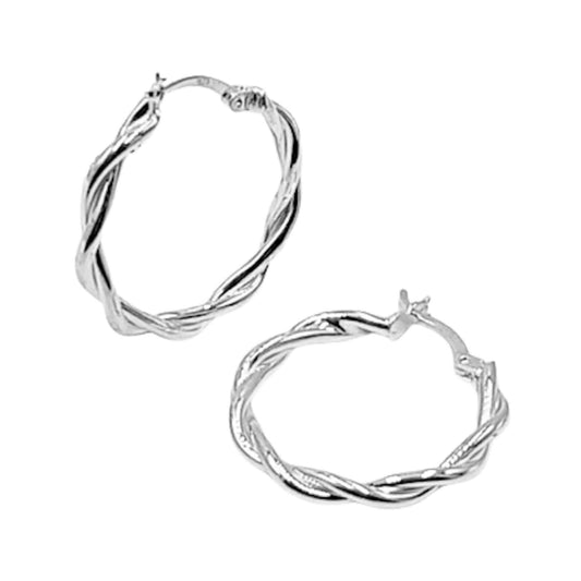 SILVER EARRINGS WITH SMOOTH INTERLACED SILVER FINISH AND SHINE