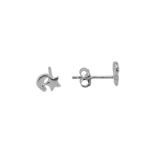 SILVER EARRINGS WITH SMOOTH RHODIUM FINISH AND PUSH BACK CLOSURE