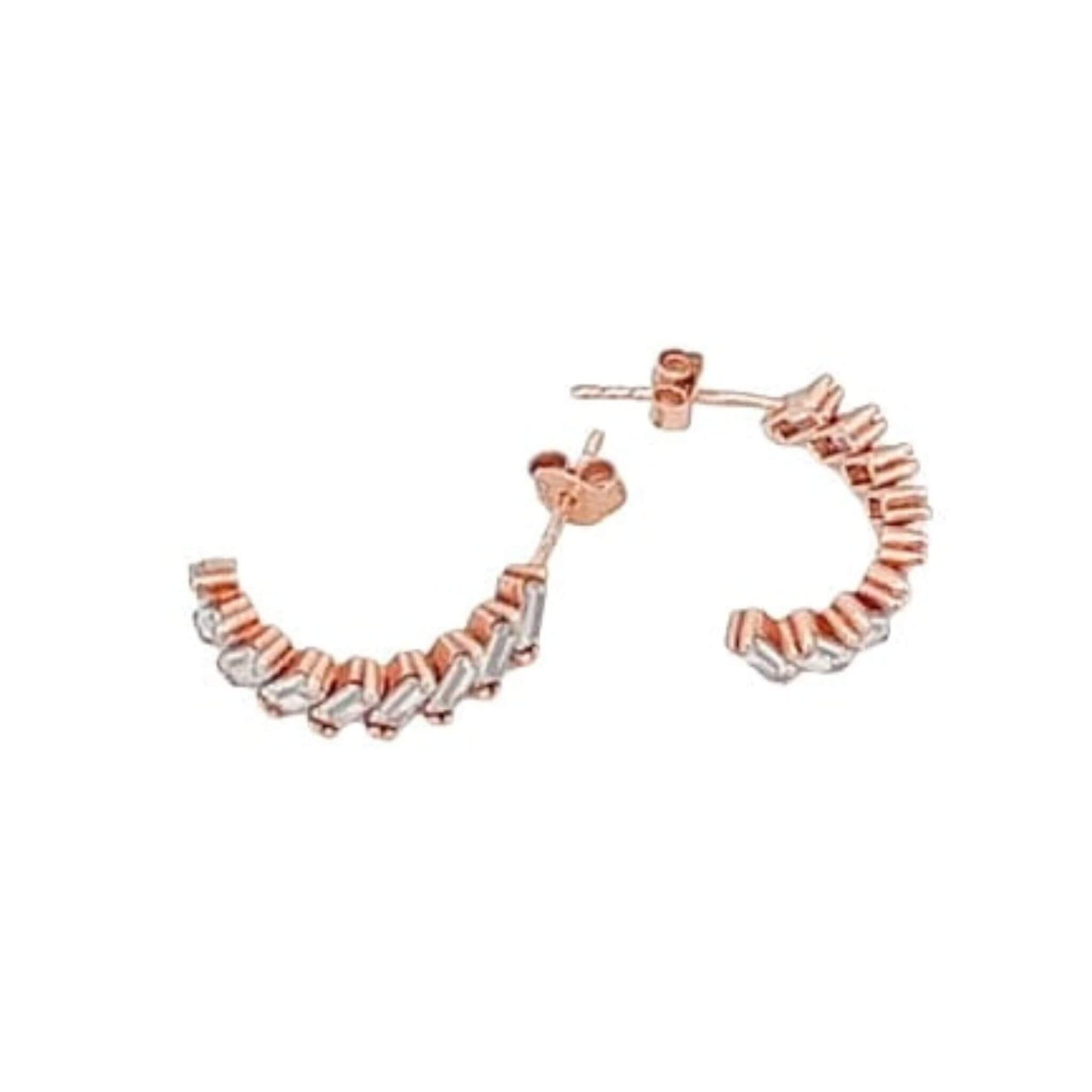 PENDIENTES PLATA ACABADO ROSA CIERRE PRESION CIRCONITAS