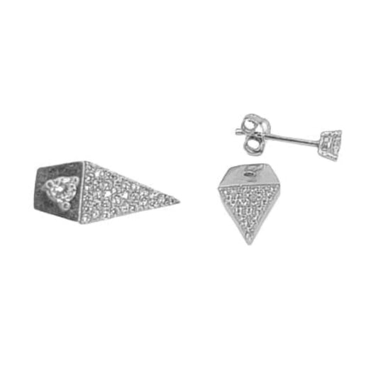 SILVER EARRINGS WITH RHODIUM FINISH AND ZIRCONIAS, PRESSURE CLOSURE