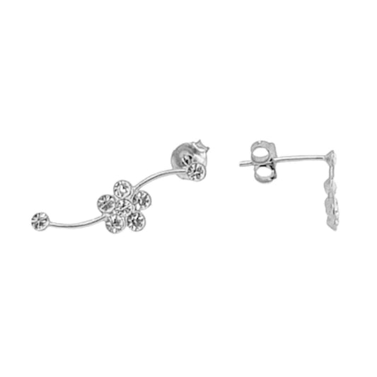 SILVER EARRINGS WITH RHODIUM FINISH AND ZIRCONIAS, PRESSURE CLOSURE
